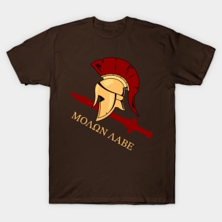 Spartan Helmet and Sword Molon Labe T-Shirt